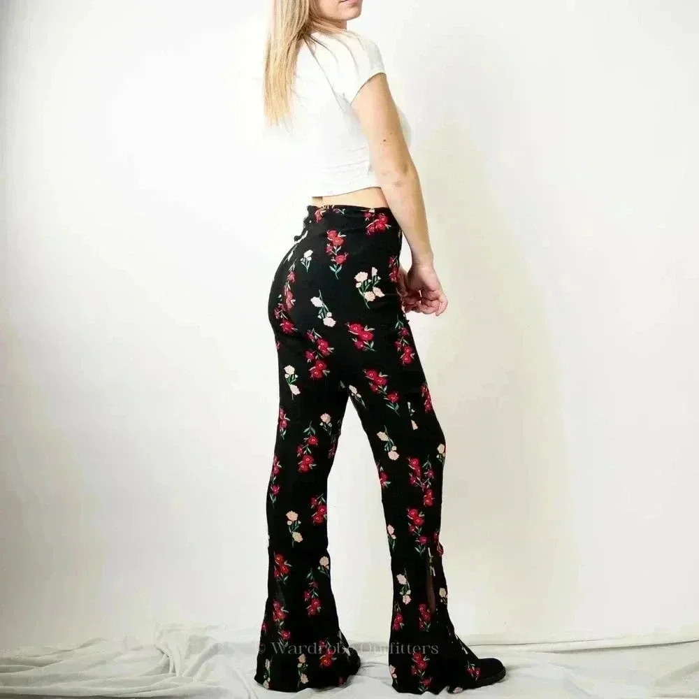 F21 Floral Wide Leg Pants - S - Picture 3 of 9